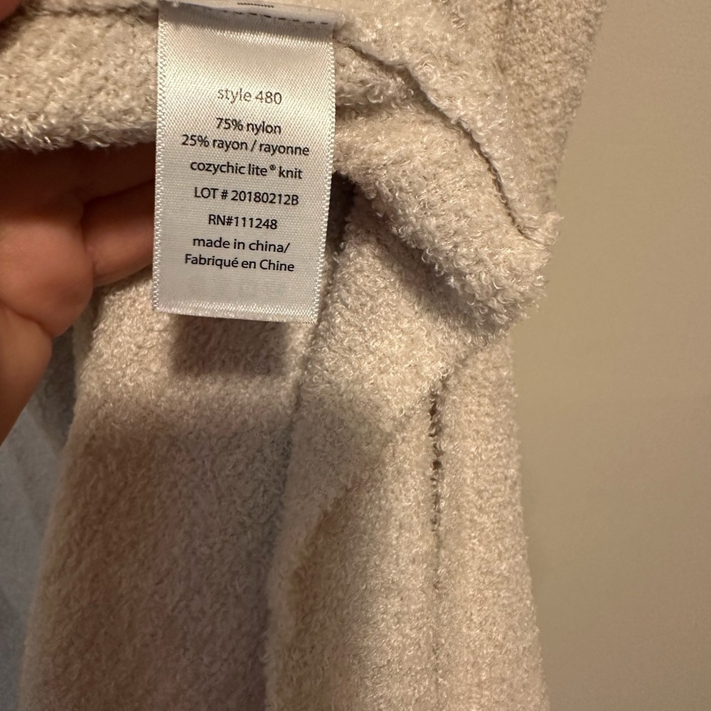 Barefoot Dreams Cozychic Lite Coastal Hooded Cardigan Beige Size L/XL - Picture 9 of 13